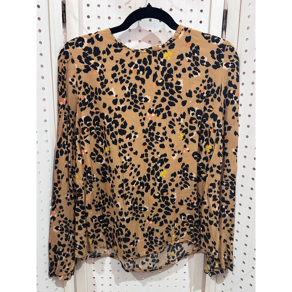 Warehouse Leopard Print Long Sleeve Blouse Top Women UK 14 US 10